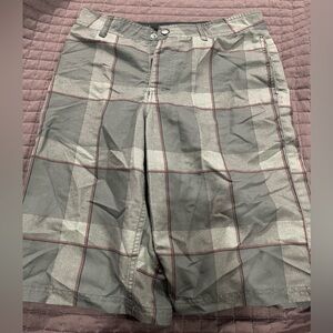 Tony Hawk shorts. Dark grey with black and red pin stripes. Size kids 16